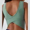 Halara U Neck Backless Crossover Barre Ballet Dance Tank Top Green Pilates Attire Yoga Attire Casual Attire Customized Support Casual Attire Stylish Removable Pads Fashion western outfits women Sleeveless Sports Shirts