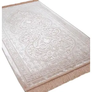 Luxury Velvet Islamic Prayer Rug Paisley - Blush Pink