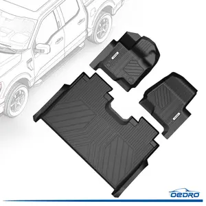 OEDRO TPE Floor Mats fits 2015-2024 Ford F-150 / 2022-2024 F-150 Lightning SuperCrew Cab, All Weather, Waterproof