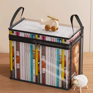 Medium Transparent Storage Box for Books, Dolls & Clothes, Student Desktop Bookshelf Organizer, Dorm Moisture-proof Book Storage Bag
