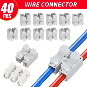 40pcs Quick Wire Connectors, Easy Insertion 2/3 Pin Design, Flame Retardant Cable Ends, Ideal for LED Lights and Electrical Applications