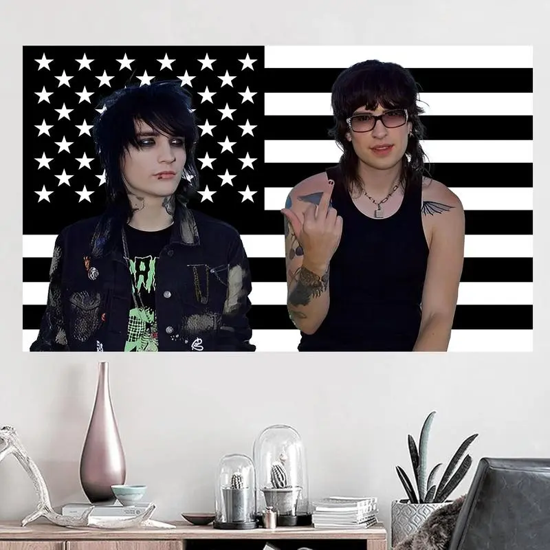 Jake and Johnny Rectangular Americana Inspired Tapestry (40in×60in) – Black Starry Sky Pattern, Brass Grommets, Wall Decor Gift for Fans, Indoor-Outdoor Hanging Banner for Bedroom Living Room, Americana Inspired Tapestries