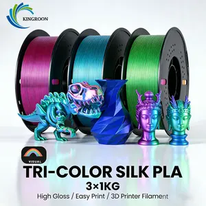 【Visual Series】KINGROON Three-Color PLA, 3 × 1 kg — Ultra-bright color‑changing 3D printing material, diameter 1.75 mm ±0.02 mm, suitable for dragon models, art, and display models