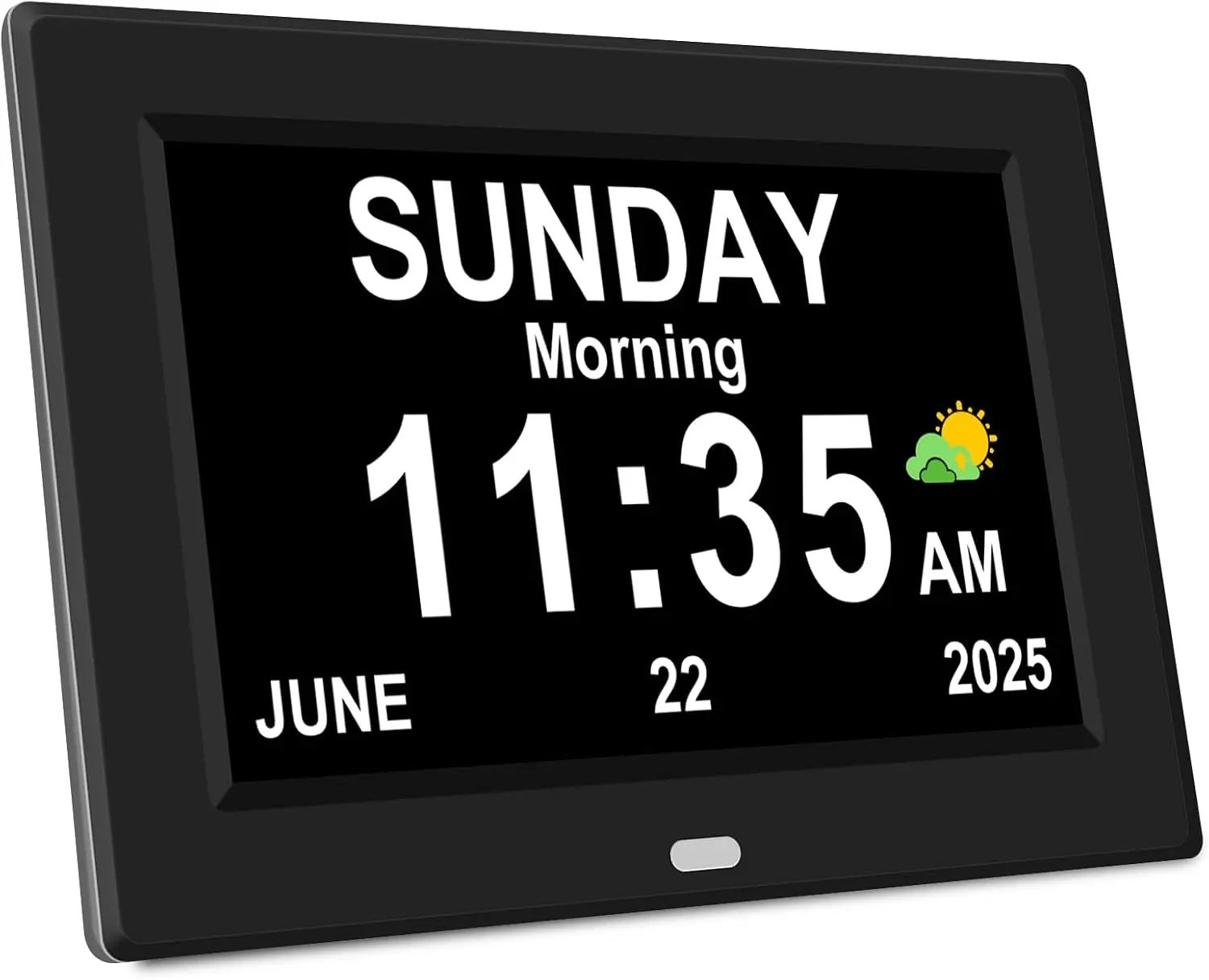 7'' Digital Alarm Clock for Elderly with Large Display, Date, Day of Week, 12 Alarms, 4 Colors, Auto DST/Dimmer, Desk/Wall Calendar Clock for Memory Loss Conditions