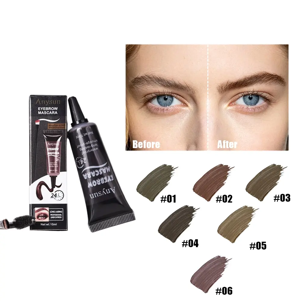 Eyebrow Mascara, Natural Delicate Paste Silky Texture, Non-Clumping High Color Rendering, 24H Long Lasting Waterproof Sweatproof Smudge-Proof Eyebrow Tint with Brushes