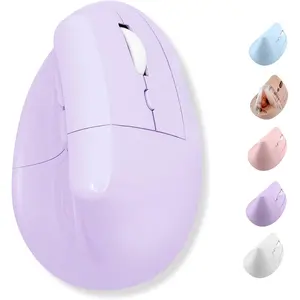 Wireless Vertical Ergonomic Mouse - (BT + 2.4Ghz) - Click in Comfort - Up to 4000 DPI, 6 Button, Rechargeable - Bluetooth Ergonomic Vertical Mouse Wireless - for Mac and PC - Purple