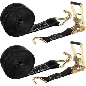 2 Pack 2 Inch 20ft Heavy Duty Ratchet Tie Down Straps with Double J Hook, 8000 LBS Break Strength, for Moving Truck Trailers Motorcycles Kayaks Car Roof Cargo Securing