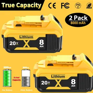 TikTokShopBlackFriday 2Pack8.0Ah Lithium Replacement for Dewalt 20V Battery Max XR Cordless Tools DCB180DCB205 DCB206 DCB206-2 DCB200 DCB204DCB204BT-2 DCB203 DCB201DCB207