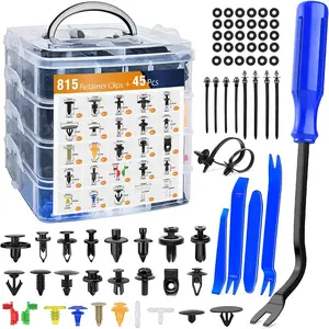 Nilight 860Pcs Multi-Size Nylon Car Push Retainer Clips & Auto Fasteners Assortment - Car Accessories, Auto Parts Accessories, 26 Popular Sizes Anti-Scratch Bumper Fender Rivets, 10 Cable Ties, Fasteners Remover for GM Vehicle DIY Repair