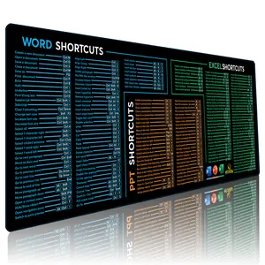 Word/PPT/Excel Shortcuts Mouse Pad - Extended XL Office Keyboard Mat, Excel Mouse Pad Shortcuts, Stitched Edges | Non-Slip Base excel Cheat Sheet Desk Pad (31.5x11.8) Inch