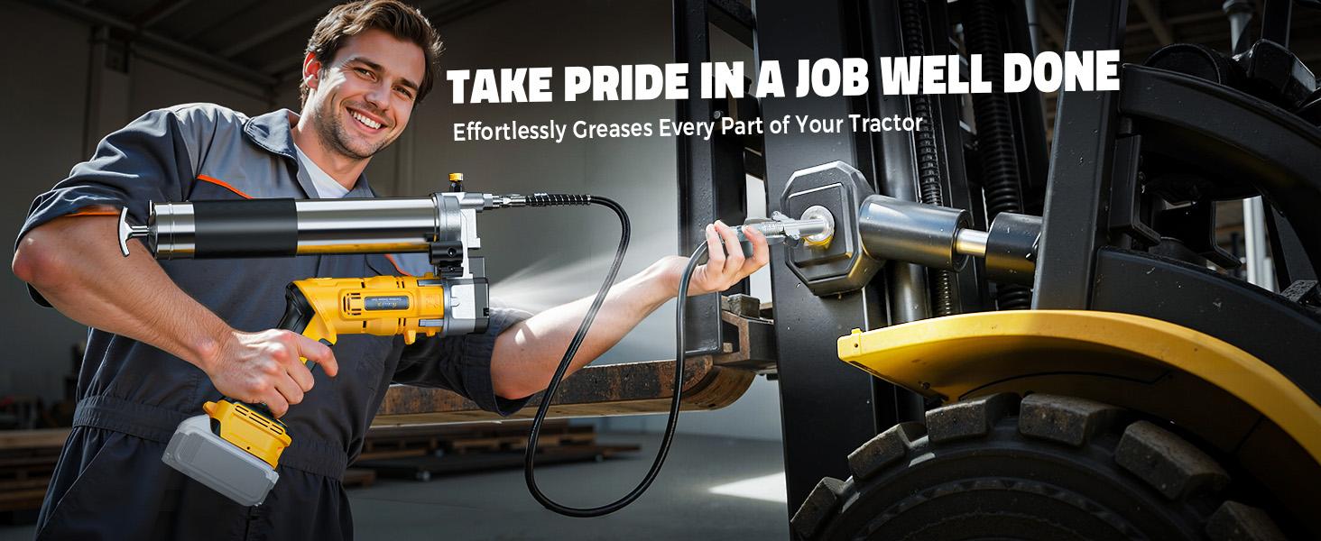 Cordless Grease Gun Compatible with DeWalt 20V Battery(NO BATTERY!!), 12000PSI, Dual Pistol & in-Line Grip, Works with Bulk & Cartridge Grease, with 39" Hose & 4 Couplers