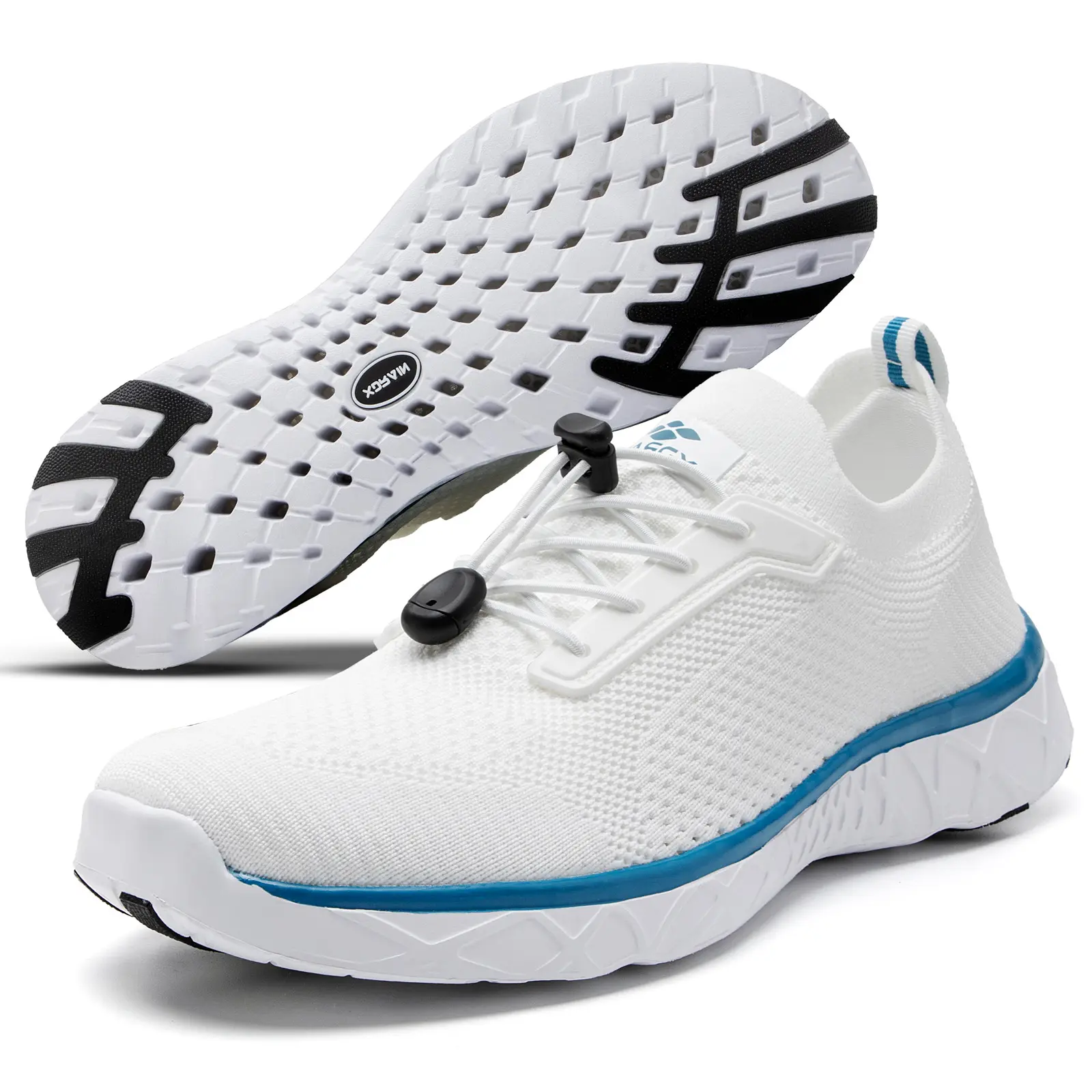 aleader Men's Quick Dry Water Shoes, Sporty Stretch Knit Sneakers with Toggle Lace, Rubber Sole & Multi-Port Drainage for Lake & Beach Activities, Quick Dry Watershoes, Pool tiktokshopbacktoschool, Swimming Shoes, Sports, Men's Shoes