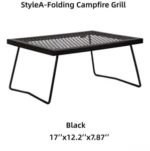 Folding Campfire Grill, Heavy Duty Steel Mesh Grate,Portable Camping Grates Over Fire Pit, Campfire Cook Equipment with Legs Carrying Bag, Grilling Rack for Outdoor Open Flame Cooking