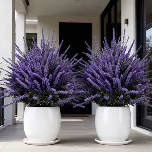 1pc Limited Edition Realistic Lavender Artificial Flower - Plastic PVC Synthetic, Multi-Layered Soft Petals, High-Simulation Non-Withering, Wind-Swaying, Nordic Pastoral Home Decor, Dual-Use for Indoor Desk Centerpiece & Outdoor Yd Landscaping