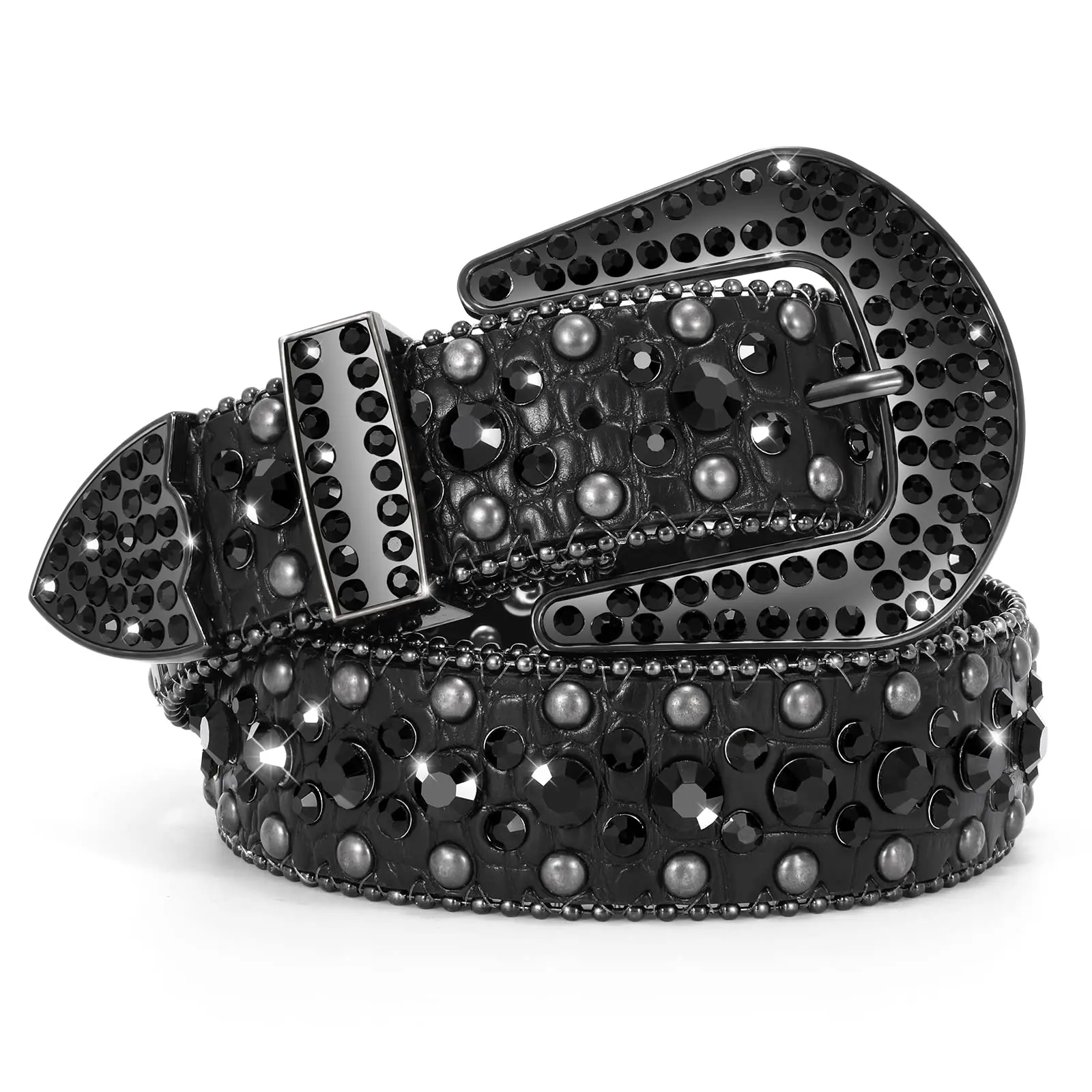JASGOOD Women and Men Ladies Weatern Cowgirl Cowboy Bling Belt Rhinestone Belt for Jeans Pants Dress