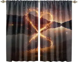 Modern Valentines Day Heart Design Rods Pocket Blackout Curtains,Rustic Nautical Glitter Heart Prints Window Curtains for Bedroom-63 L x 36" W x 2 Panels (Blackout)