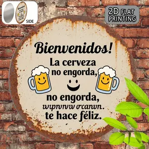 Welcome to Drink – "Beer Brings You Joy" Vintage Metal Sign – Decorative Plaque & Humorous Gift – Aluminum 7.9x7.9 Inches – Creative Gift for Friends & Party Decoration