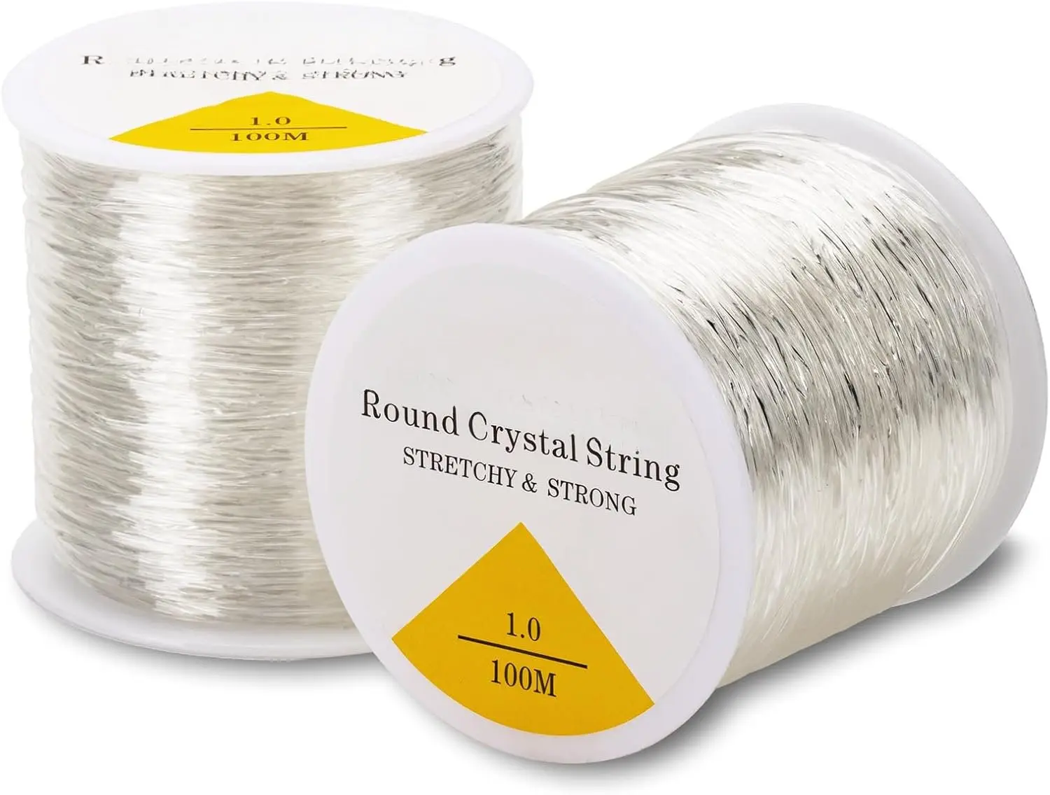 2 Rolls 1mm Elastic String for Bracelets, 656   Stretchy String Clay Bead Cord for Bracelet Beading Necklace  Crafts Making, White