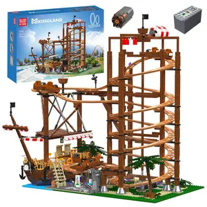 Mould King 11013 Double Helix Pirate Ship Roller Coaster Loop Building Block Kid RC Toy 2174Pcs Amusement Park Construction
