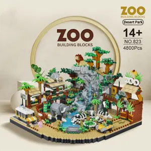 Zoo Micro Mini Bricks Desert Building Blocks,Creative Toys Zoological Park Architecture Toy Birthday Gift for Adults and Kids, Wildlife Animals Zoo Building Blocks Set, Creative Building Toy