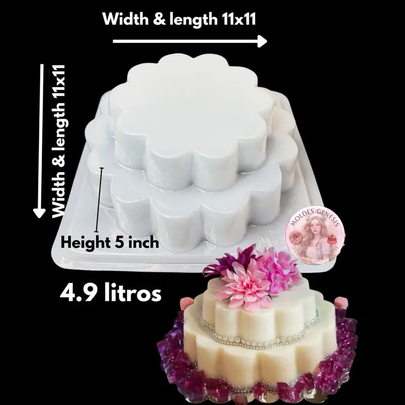 Molde de plástico para gelatina en forma de flor de dos pisos