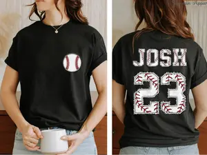 Custom Baseball Name and Number Shirt - Personalized Unisex Fit Shirt with Graphic Design, Casual Short Sleeve, Baseball Player Shirt - Cotton