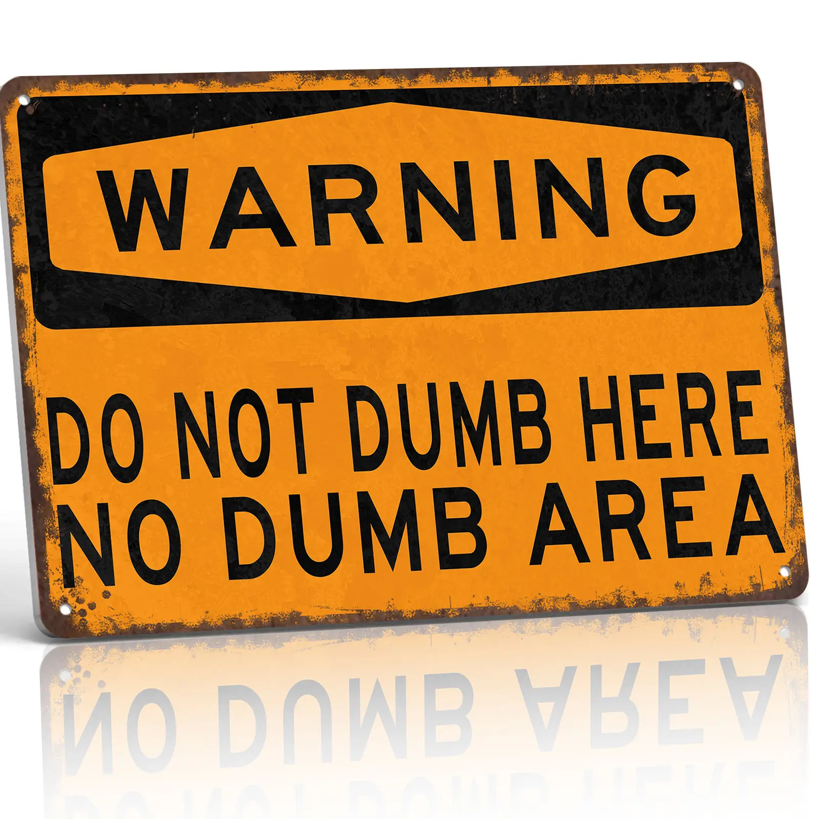 12x8 in Aluminium Metal Decorative Plaque Sign - "Warning Do Not Dump Here" Sarcastic Office Wall Decor, Retro Art Deco Gift for Sarcasm Lovers