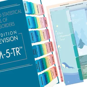 DSM-5-TR 2022 Removable Dividers Tabs, 94 Printed DSM-V-TR Index Tabs, Alignment Guide, Disorder Description Sheet for Mental Health Organization