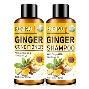 Rozino Ginger Shampoo & Conditioner Set - Paraben-Free, Color-Safe, pH-Balanced Formula with Ginger Oil & Sunflower Oil for Gentle Hair Care - 100g Each