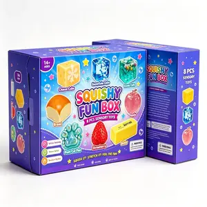 8-Piece Mystery Squishy Box, Blind Box Malt Sugar Stress Relief Fidget Toys, Sensory Bundle, Creative Slow-Return Squishy, Party Gift, 8 Unique Styles