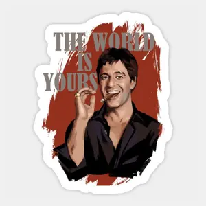 The World Is Yours Gangster Style Sticker, Vinyl Sticker, Retro Mafia Art, Laptop Decor, Scarface Decal
