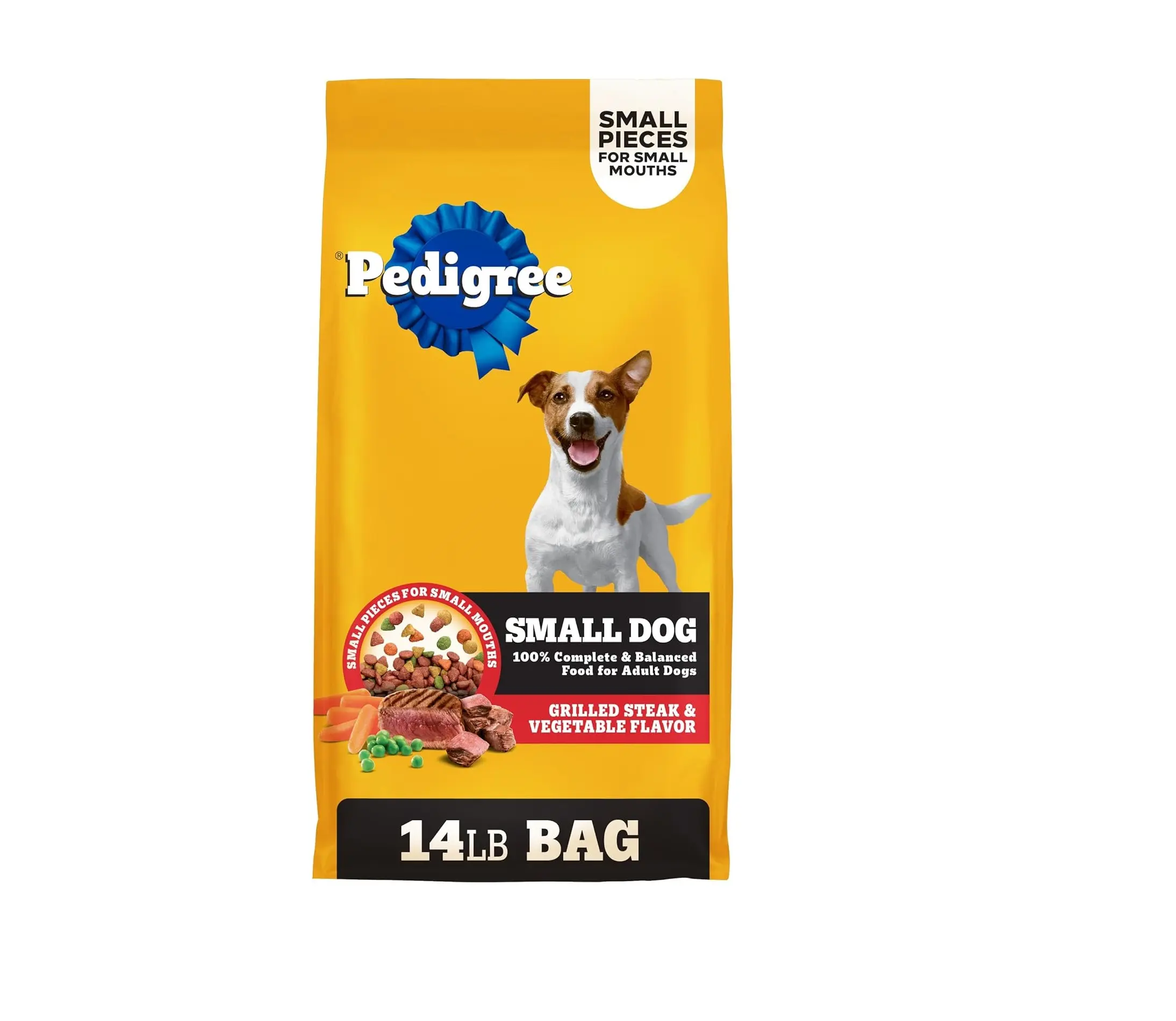 Pedigree Dry Dog Food for Adult Small Dogs, Grilled Steak and Vegetable Flavor, 14 lb. Bag