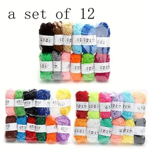 12pcs Mixed Color Crochet Knitting Yarn Set, Including 3.5MM Crochet Hook And 5 Marking Needles And 6 Stitching Needles, Suitable for DIY Crafts, Sewing, Knitting And Crochet 100% Acrylic, Diy Kits, Crochet Items, Random Colors, Beginner Crochet Kit