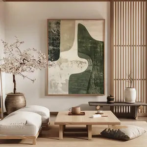 Wabi Sabi Wall Art / Japandi design / Neutral Scandinavian Decor / Green Tones / Modern Wall Decor / Digital Printable Art