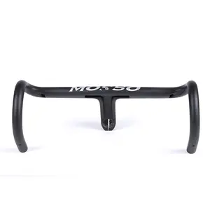 MOSSO 739CB Carbon Integrated Road Handlebar, 380/400/440mm Width, 90/100mm Reach, Black