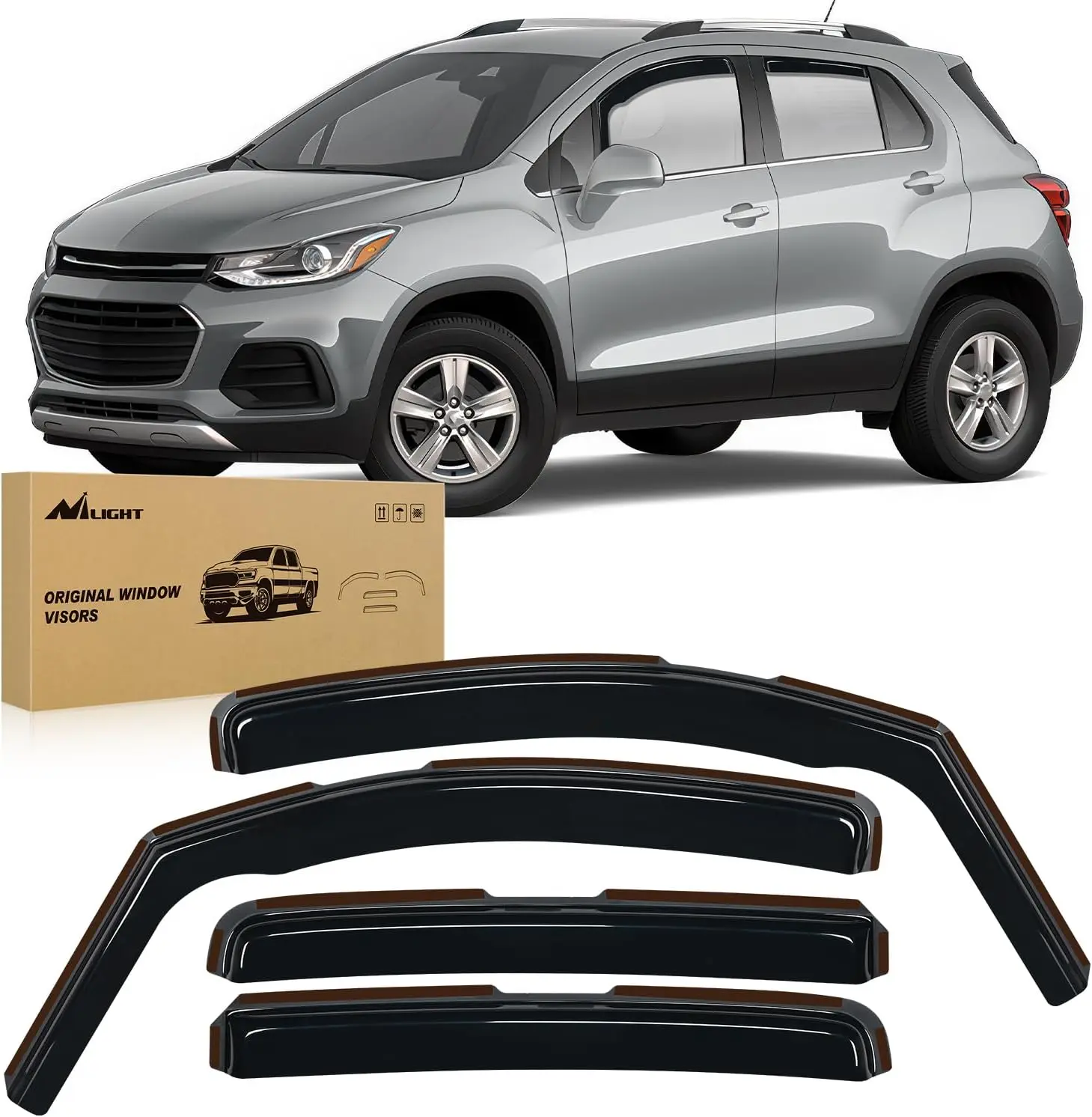 Nilight 4PCS In-Channel Chrome Trim Window Deflectors - Vent Visors Rain Guards Auto Accessories, Car Exterior Parts for Chevy Trax 2014-2023, Buick Encore 2013-2023, Vehicle