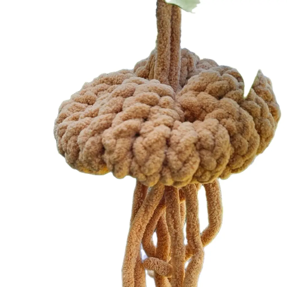 Handmade Light Brown Jellyfish Plush - Super Soft Velvet Chenille Yarn Adorable Stuffed Animal Toy