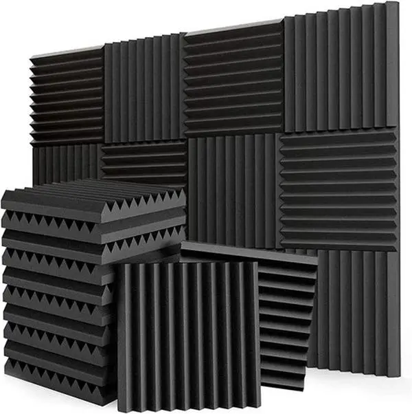 48PACK Acoustic Foam Panel Wedge Studio Soundproofing Sound Absorbing Wall Tiles Black