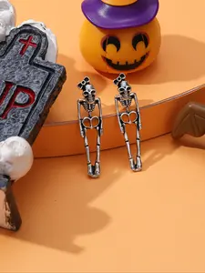 Halloween Earrings, Exaggerated Dark Style Skeleton Bone Studs, Gothic Metal Jewelry for Women, Party Accessories, Unique Design
