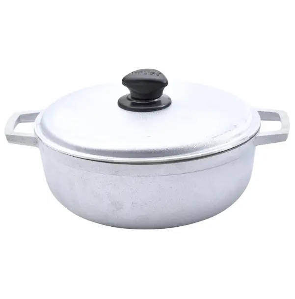 4.8 Qt Traditional Colombian Caldero Pot with Lid, Silver Aluminum Rice Pot, Dutch Oven Style Stock Pot for Rice, Stews, Soups and Traditional Hispanic Recipes