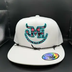 Aztec Branded Spurs Hat with Colorful Logo black leather barbed rope