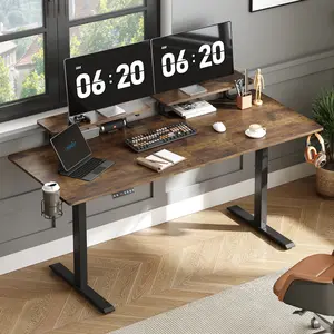 ONBRILL Standing Desk with 2 Adjustable Monitor Shelves 71 x 24 Inches Electric Stand Up Desk with Memory Controller Adjustable Height 28-46 Inches for Computer Workstations