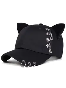 Unisex Cat Ear Baseball Hat, Adjustable Fit Sun Protection Casual Cap, Ideal for Spring Fall Travel Beach Vacation