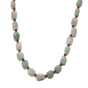 Green Aventurine Red  Tumble 925 Sterling Silver Beaded Necklace for Women Jewelry for Women Size 20" Ct 207.7 Birthday Christmas Gifts