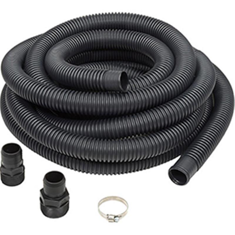 Little Giant 599303 SPDK Sump Pump Discharge Kit with 24 in. Corrugated Polyethylene Hose + Adapters, 1.5 in.-1.25 in. ABS Thread x Barbed Adapter, Steel Clamp, Basement Drain Accessory, Compatible with All Types of Sump Pumps