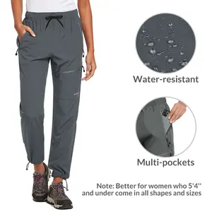 baleaf Women's 27'' Hiking Pants Quick Dry Lightweight Water Resistant Elastic Waist Cargo Pants  (Peitite) Multi-Pockets Outdoorsy Joggers
