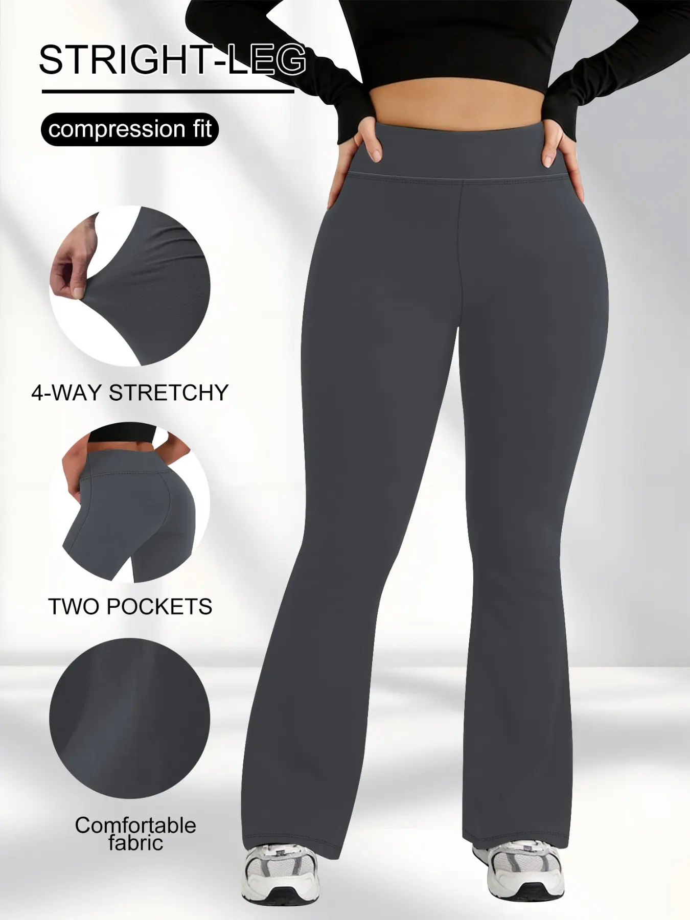 Plus Size Women's Flare Pants, Ultra Soft Warm Fabric, High Waist Yoga Pants, Slim-Fitting Casual Belly Control, Sporty Style, athleisure bottoms, Activewear Bottoms, Yoga Training Pants, Athleisure Fitness Bottoms