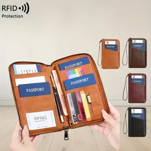 Passport Holder with RFID Blocking, Multi-functional Travel Document Holder, Zipper Long Passport Wallet, Passport Cover, Travel Document Storage Bag