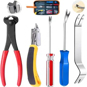 5 pcs upholstery staple remover tool set with nail puller pliers tack puller for furniture, floors, carpets, walls, wooden cases, photo frames; zipper pouch included