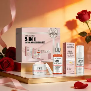 5-In-1 Facial Moisturizing Skincare Set, Facial Serums Set, Tightening Skin, Hydrating Serum + Cleansing Mousse + Cream, Mother's Day Gift, Valentine's Day